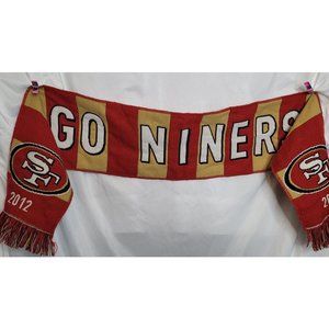 Vintage Go Niners NFL 49ers Scarf 2012 Red Gold Acrylic One Size 53 x 8 Inches